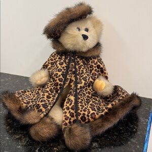 Creature Comforts. The Fancy Ladies Collection. Leopard Print Bear with Fur Trim